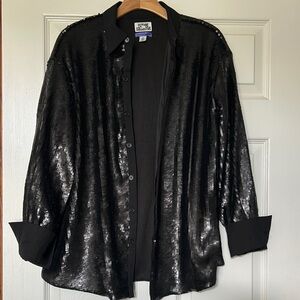 Future Collective Elegant Black Sequin Blazer Medium